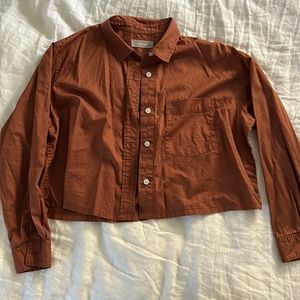 Everlane cropped long sleeve button up